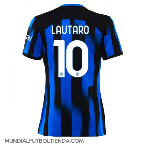 Camiseta Inter Milan Lautaro Martinez #10 Primera Equipación Replica 2023-24 para mujer mangas cortas